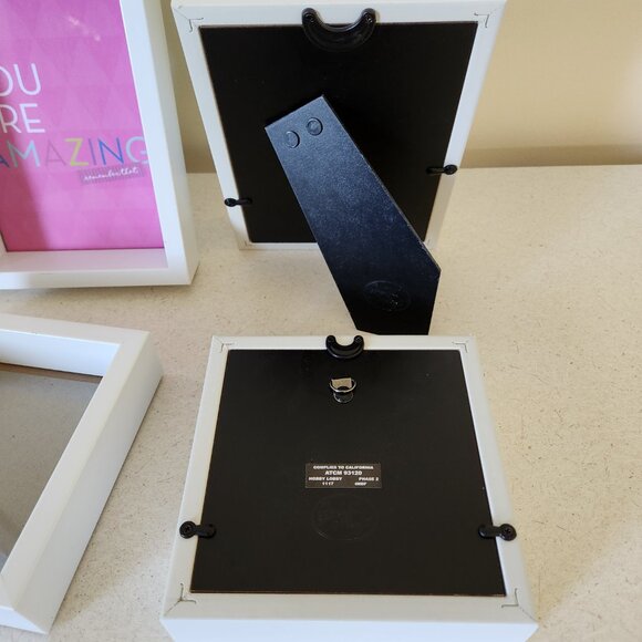 White Rectangle Square Frames with Ledge - Set of 4 - Picture 8 of 10